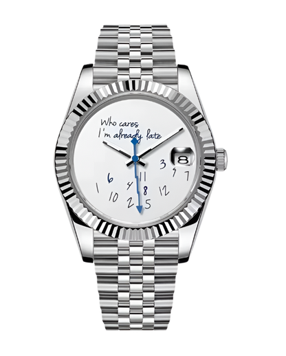 “I’m Already Late” Silver Watch by Zeit & Co